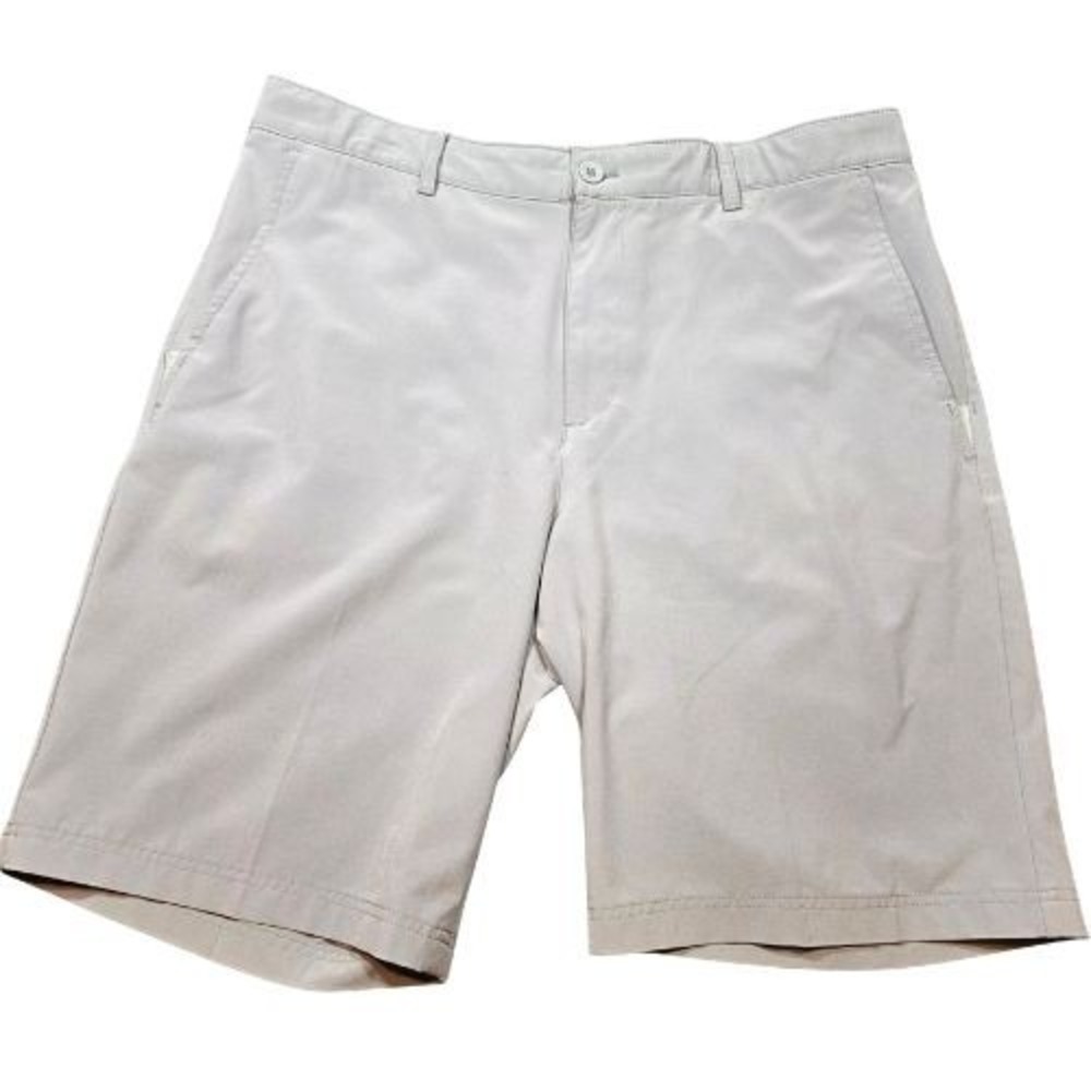 IZOD Saltwater Performance Shorts Mens 38x10 Light Grey Golf Casual Stretch Flat